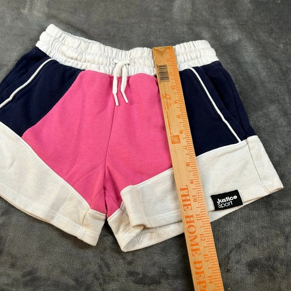 Justice Sport Colorblock Shorts Girls Medium 10 Pink Navy White Athletic